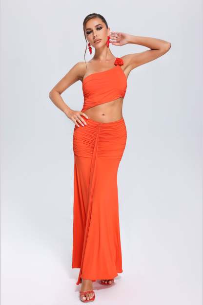 Suku One-Shoulder Ruched Maxi Dress