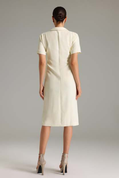 Tersa Button-Front Pockets Midi Dress