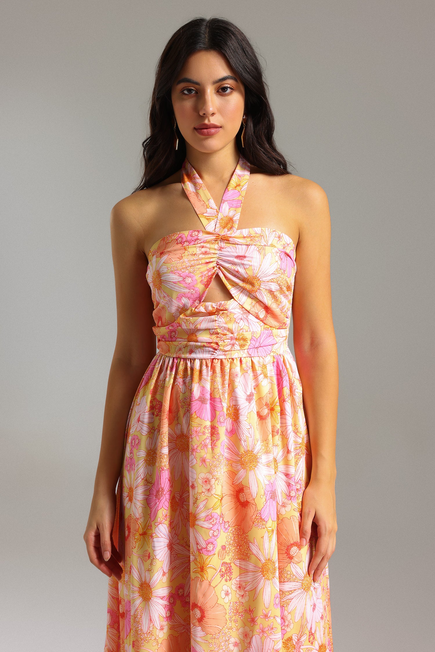 Theodora Cut Out Floral Midi Dress