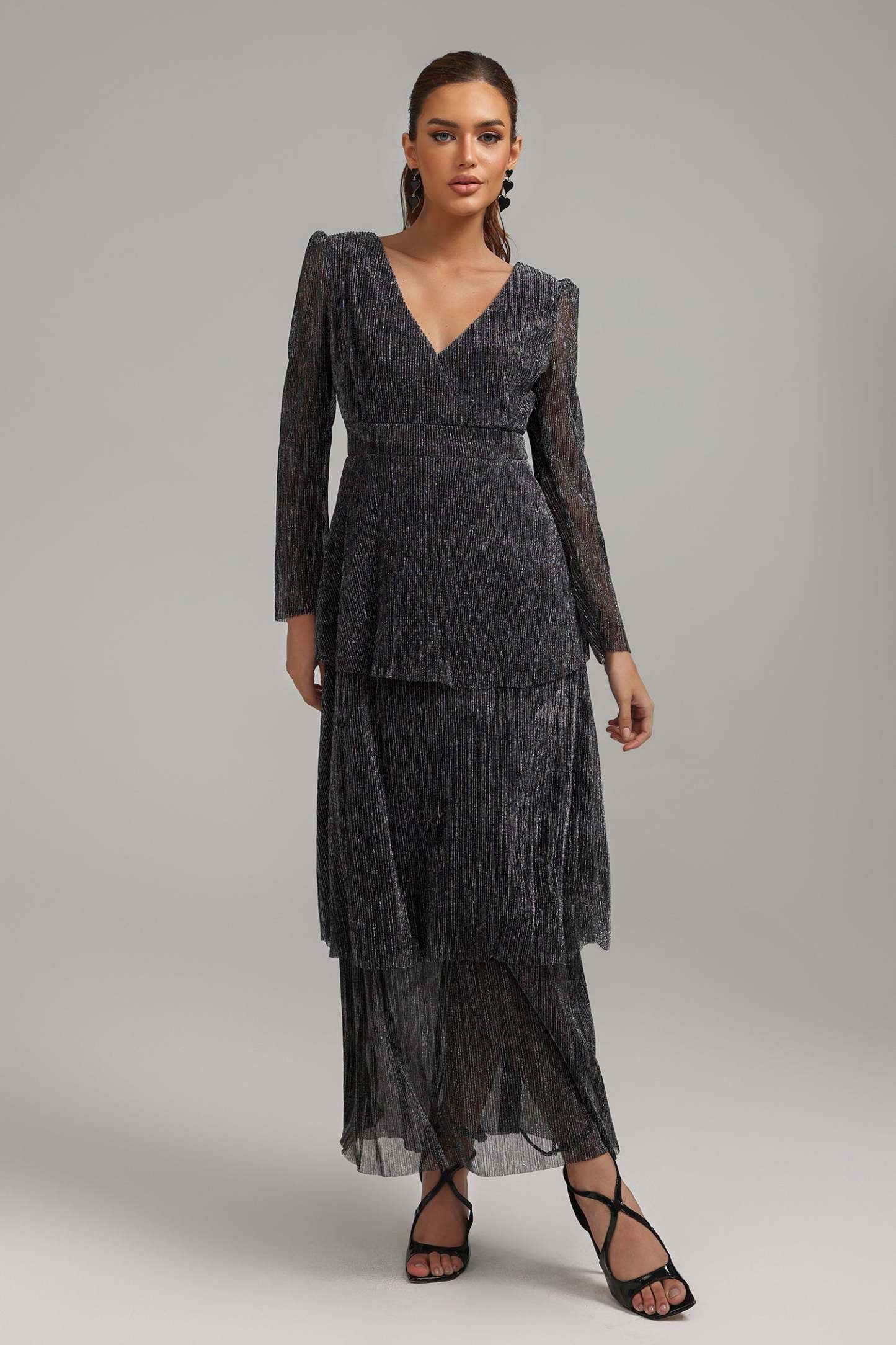 Trilace V-Neck Layered Dress