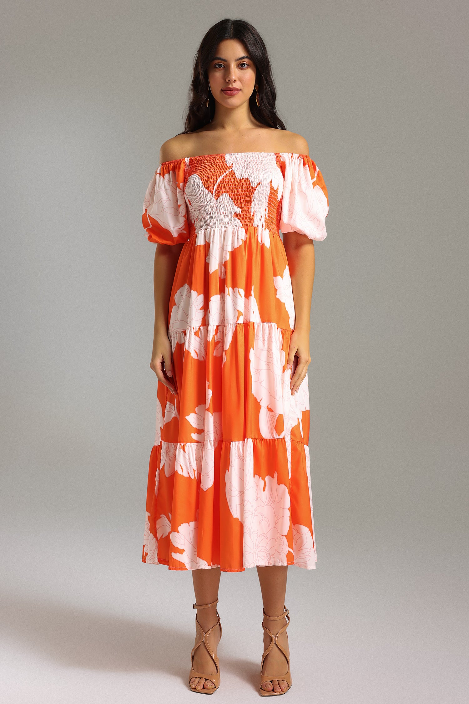 Una Off Shoulder Printed Dress