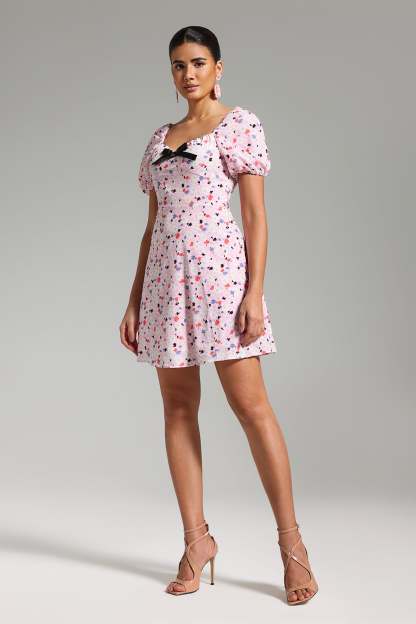 Vanessa Puff Sleeves Printed Mini Dress