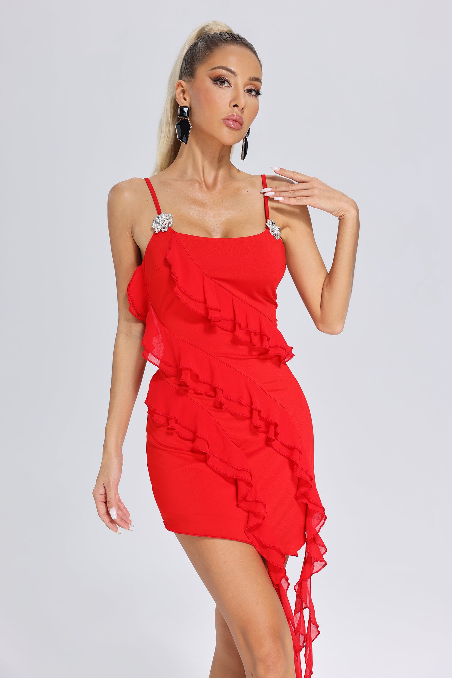 Vikare Ruffle Mini Mesh Dress