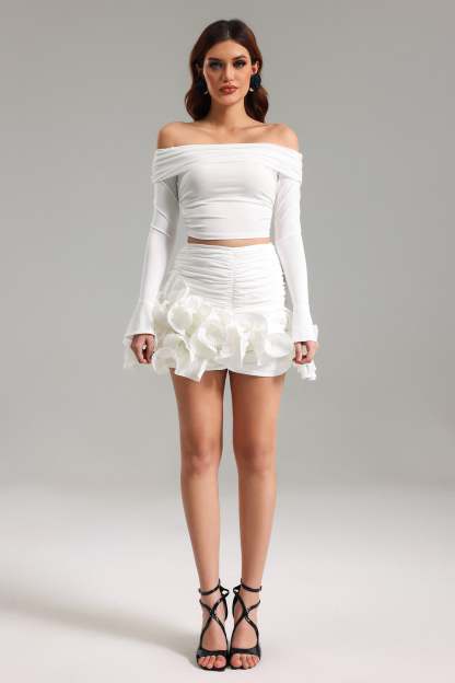 Wesani Ruched Flounced Mini Skirt