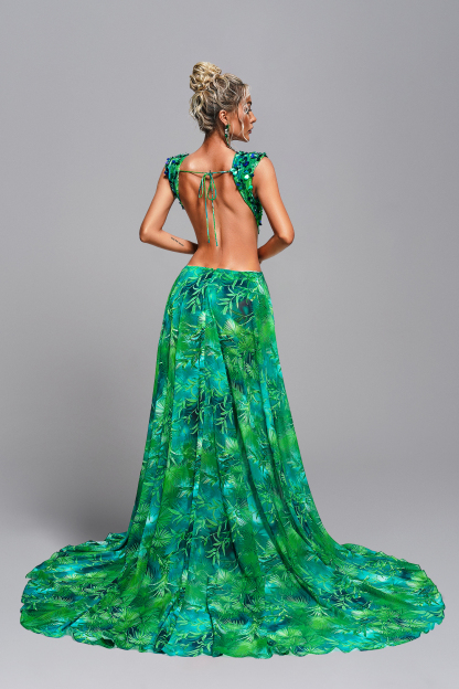 Yoland Printed Embellished Maxi Dress