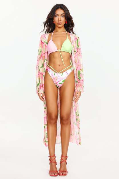 Zarinny Flower Print Bikini Three Piece Set