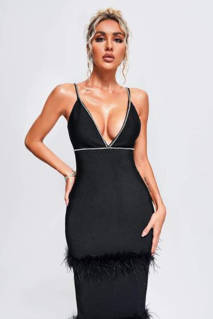 Ginny Feather Maxi Bandage Dress