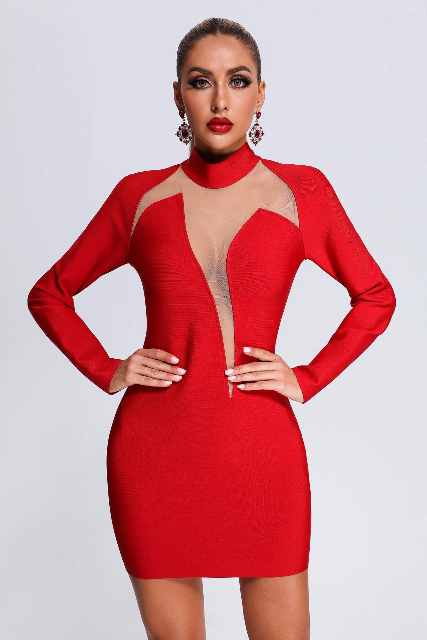 Helene Mesh Mini Bandage Dress - Bellabarnett