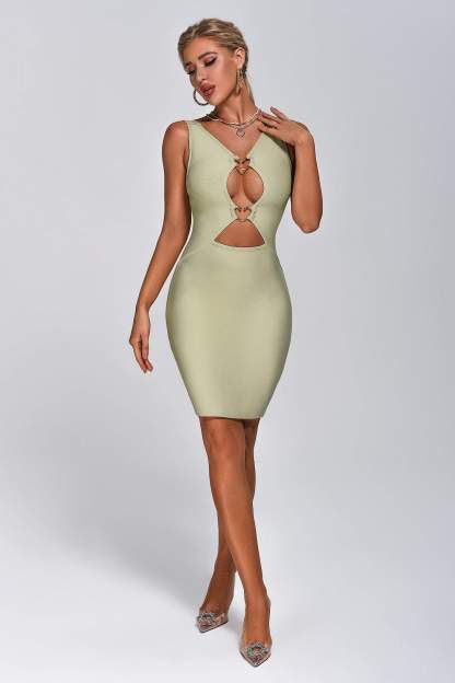 Martha Cutout Mini Bandage Dress - Green