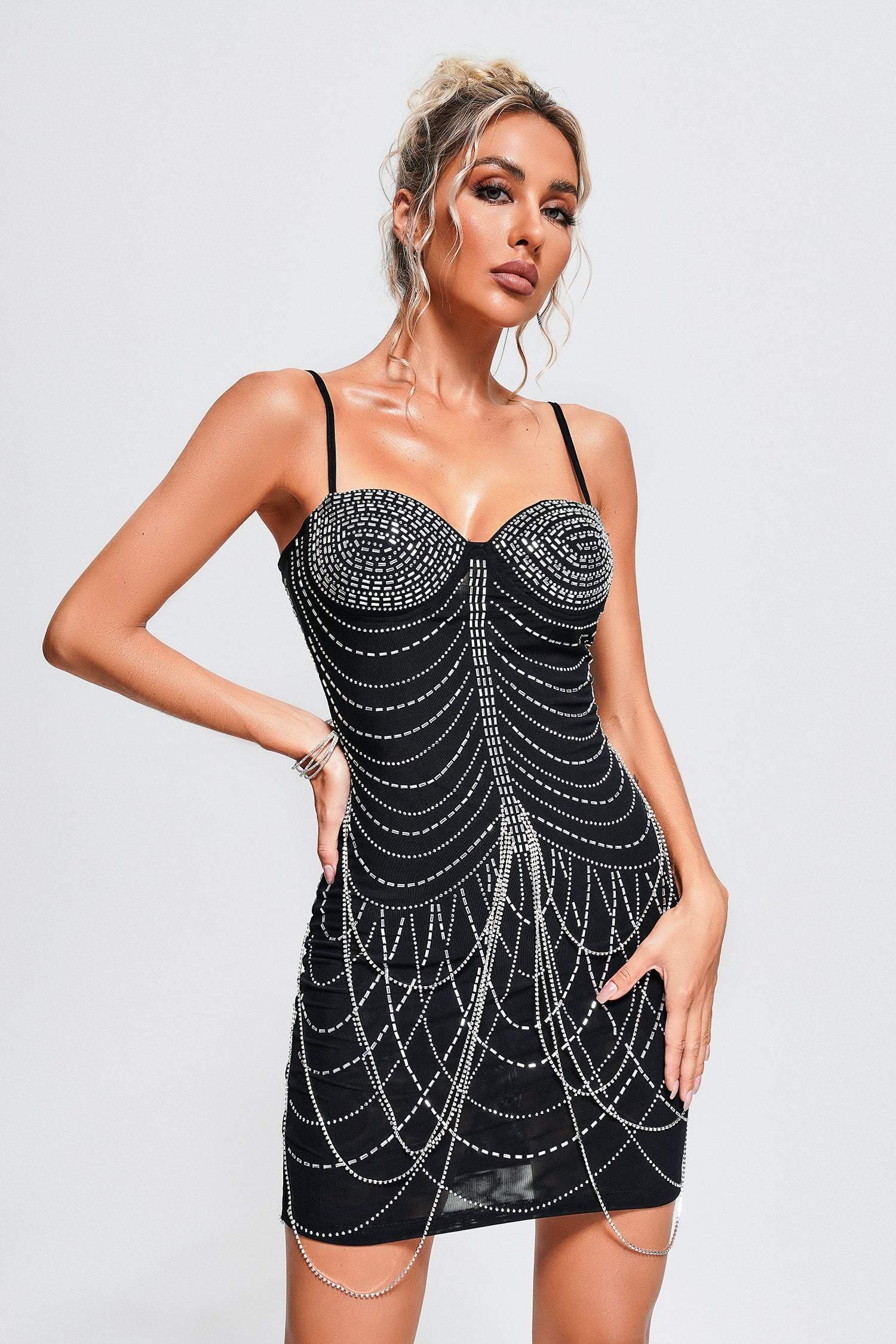 Luda Rhinestone Mini Bandage Dress