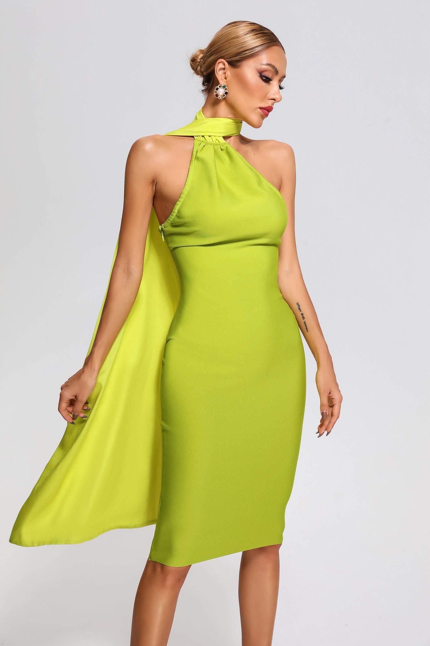 Kalic Halter Midi Bandage Dress - Bellabarnett