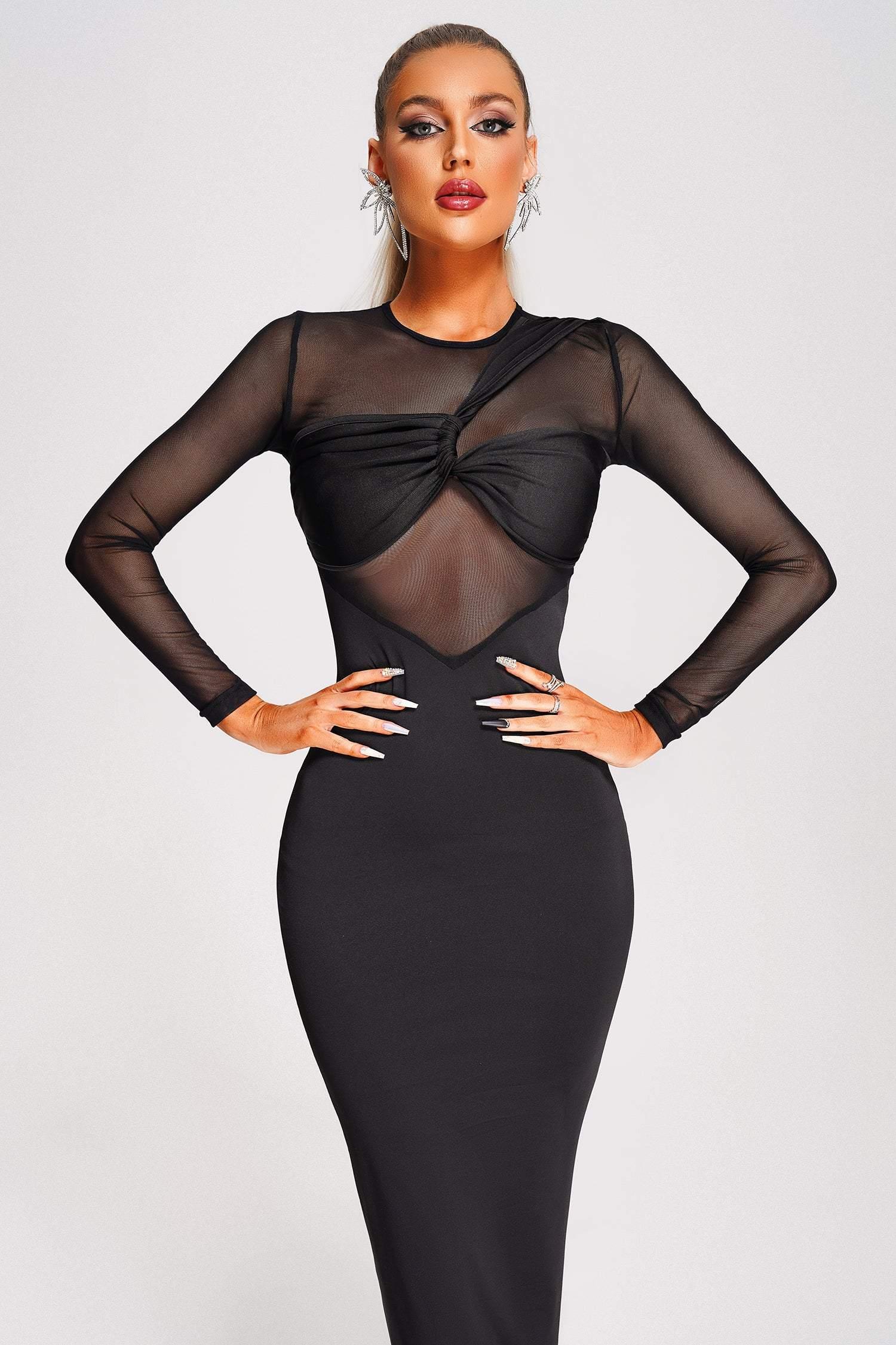 Yeney Mesh Midi Dress - Bellabarnett