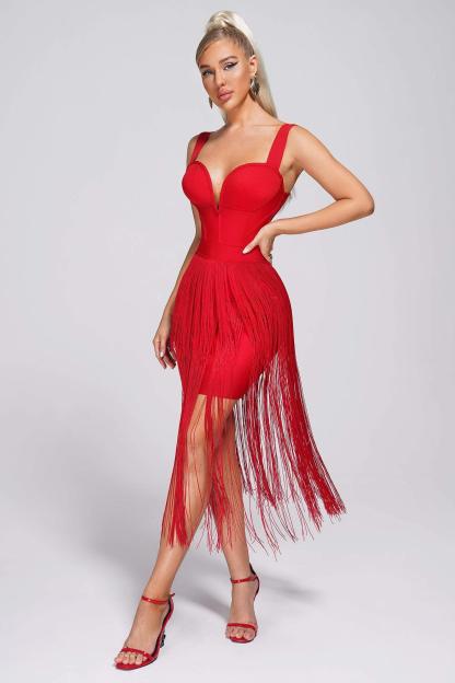 Cersih Tassel Midi Bandage Dress - Bellabarnett