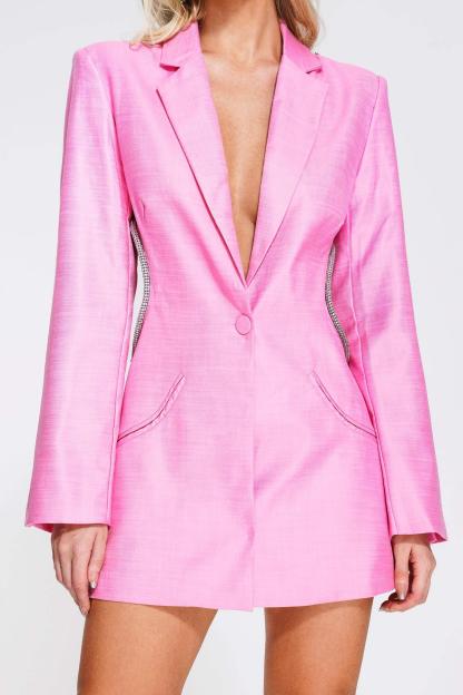 Bikala Rhinestone Backless Blazer Dress - Pink - Bellabarnett
