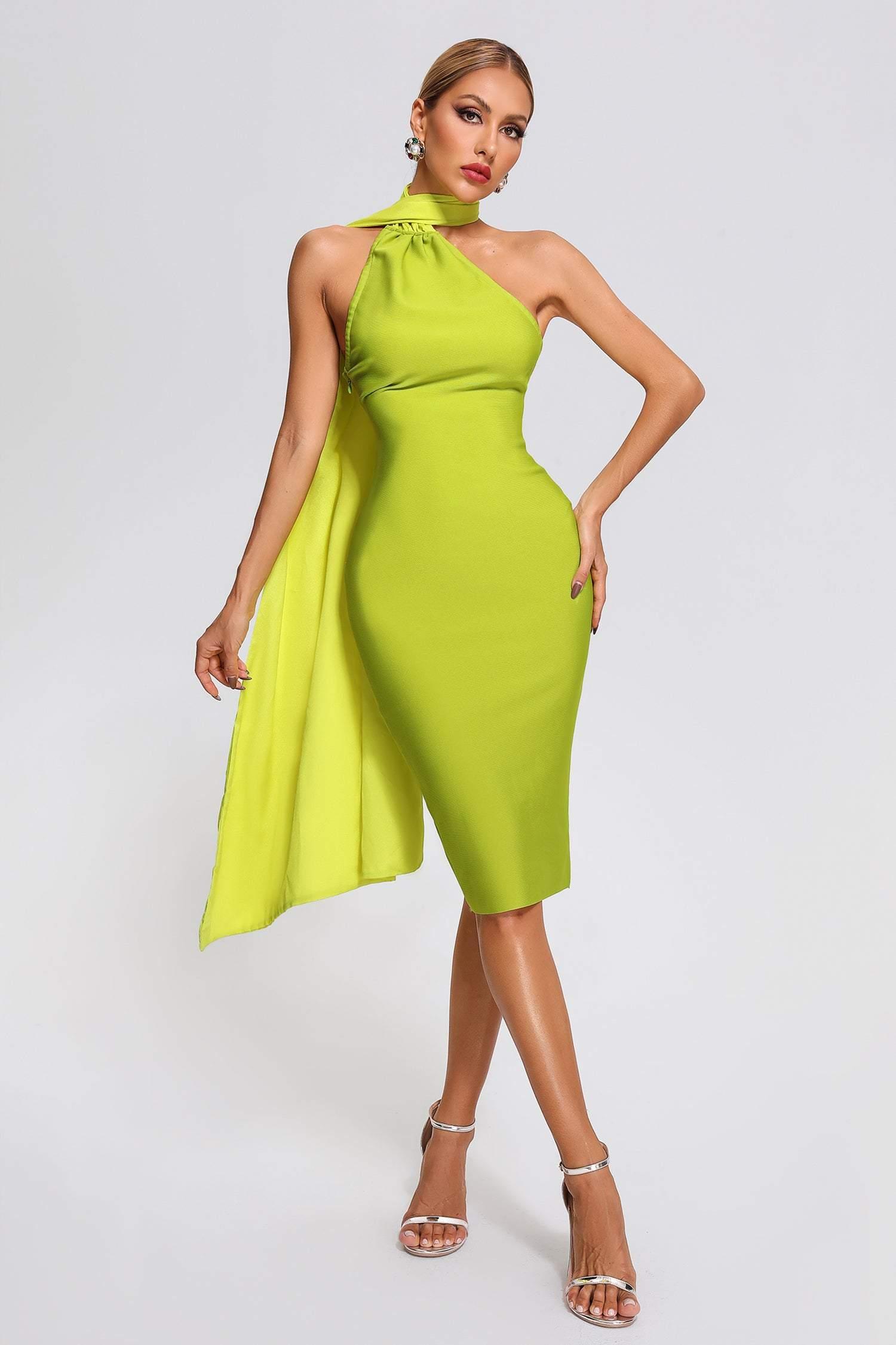 Kalic Halter Midi Bandage Dress - Bellabarnett