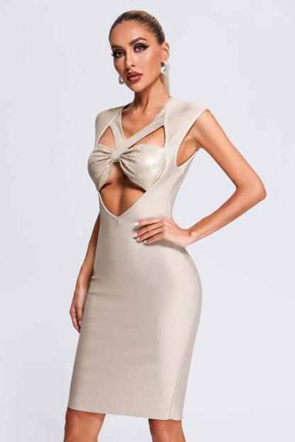 Nancy Cutout Midi Bandage Dress - Bellabarnett