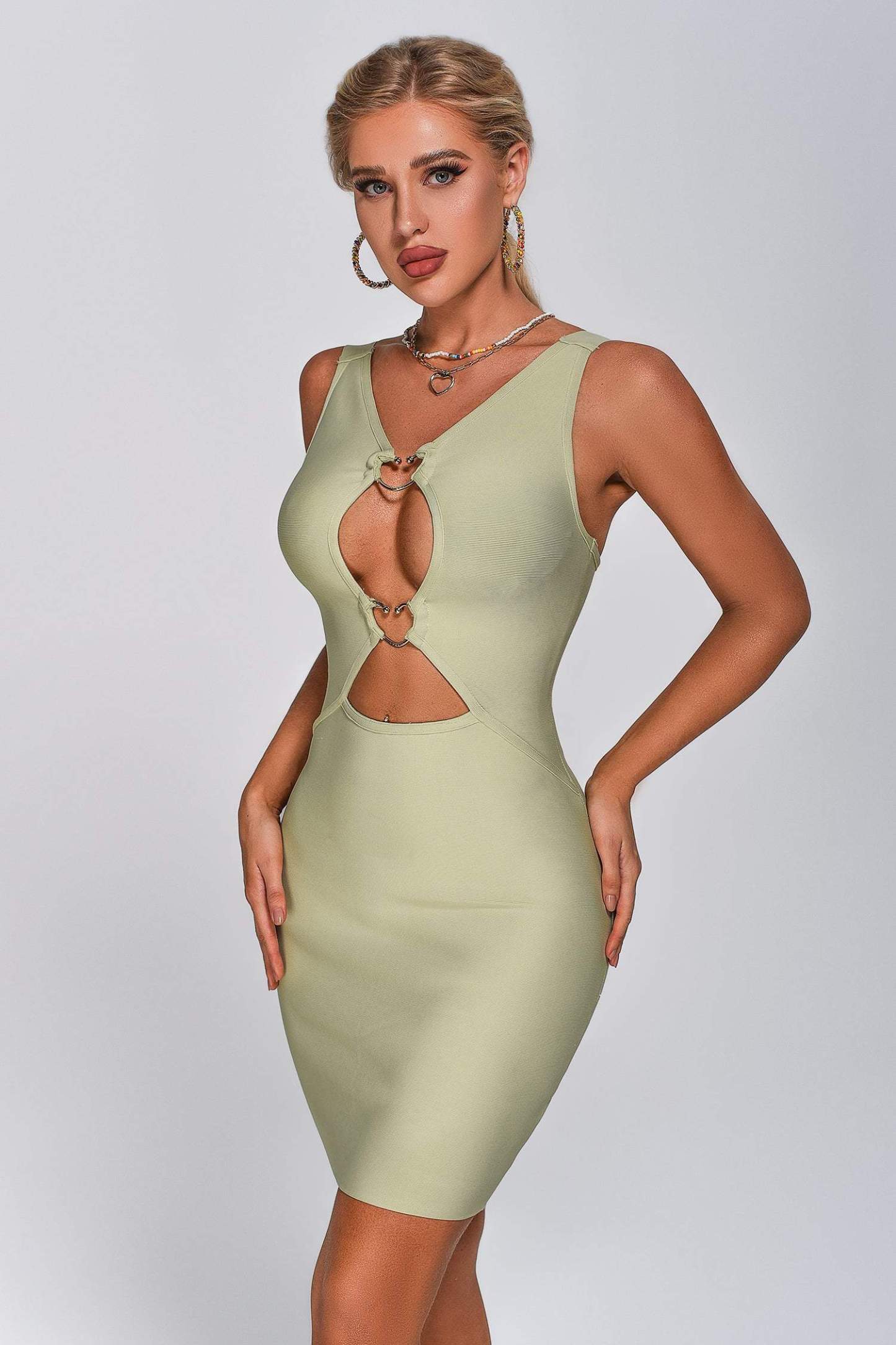 Martha Cutout Mini Bandage Dress - Green
