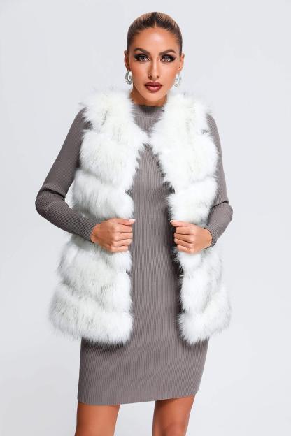 Soloma Artificial Fur Vest - White - Bellabarnett