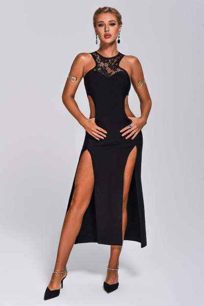 Acacia Lace Cutout Midi Bandage Dress