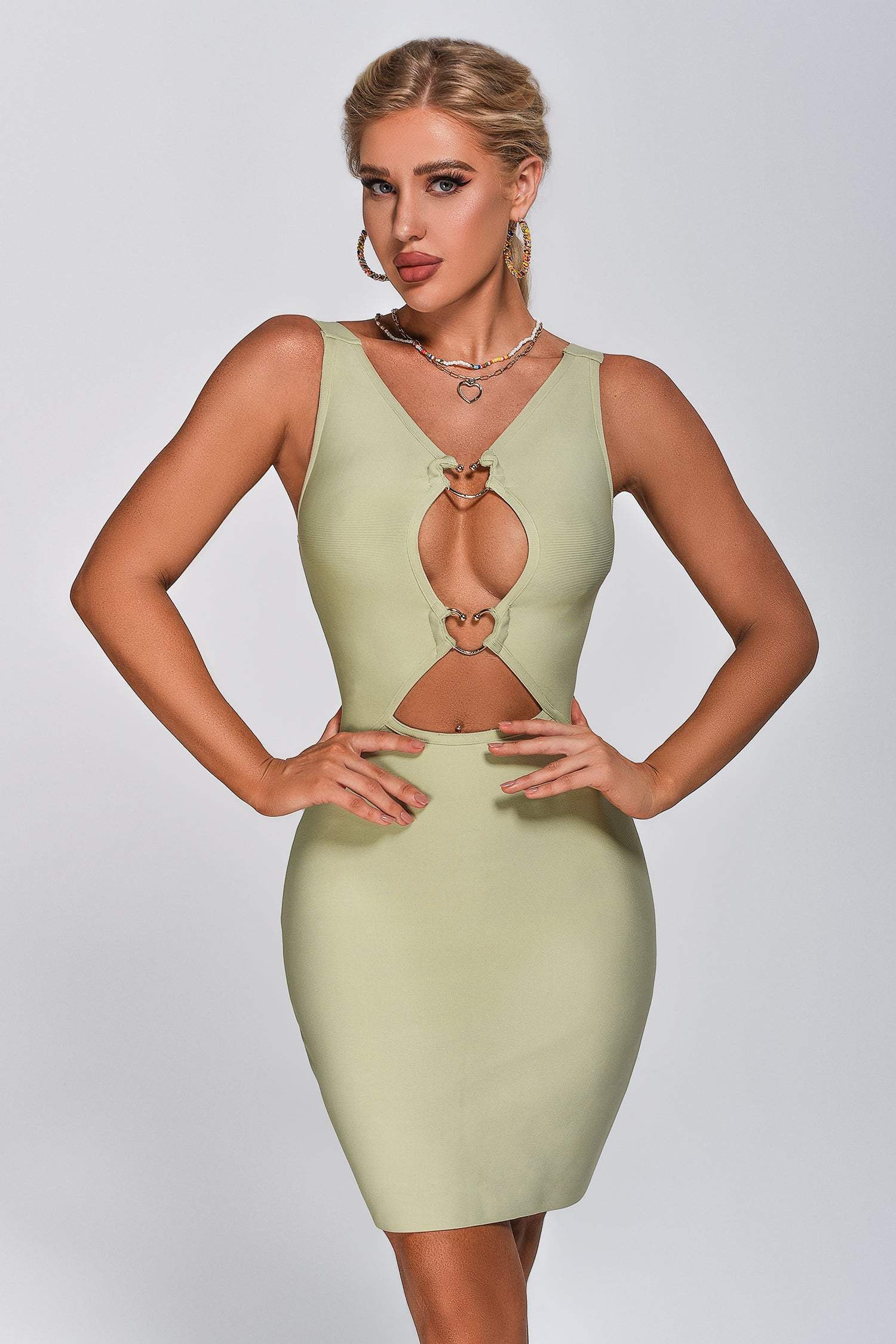 Martha Cutout Mini Bandage Dress - Green