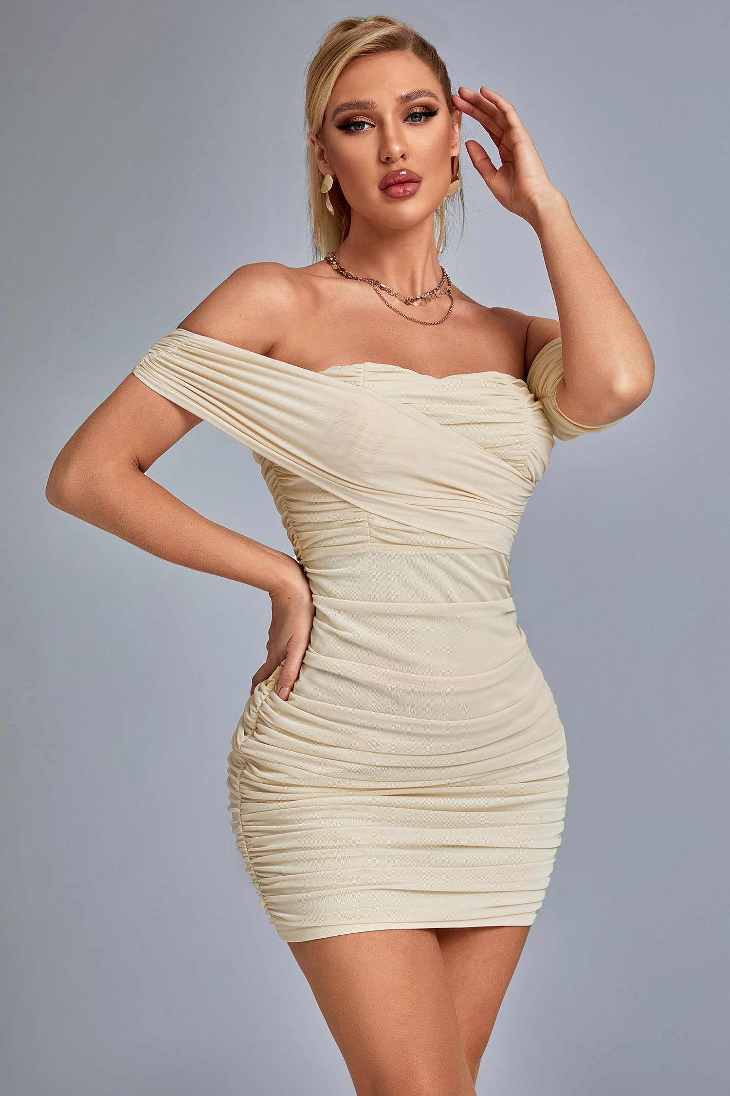 Pava One Shoulder Ruched Mini Dress