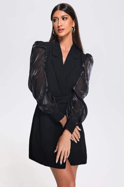 Lakira Puff Sleeve Blazer Dress