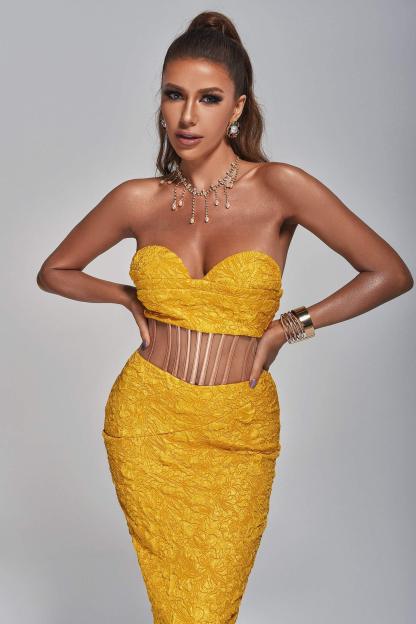Angie Jacquard Midi Dress - Bellabarnett