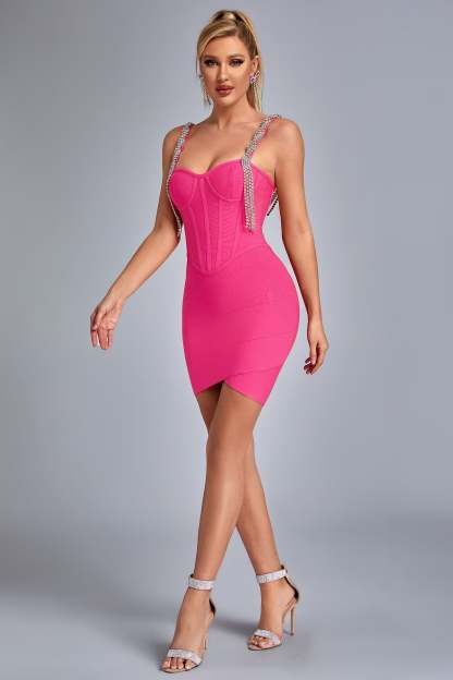 Rhinestone Corset Mini Bandage Dress