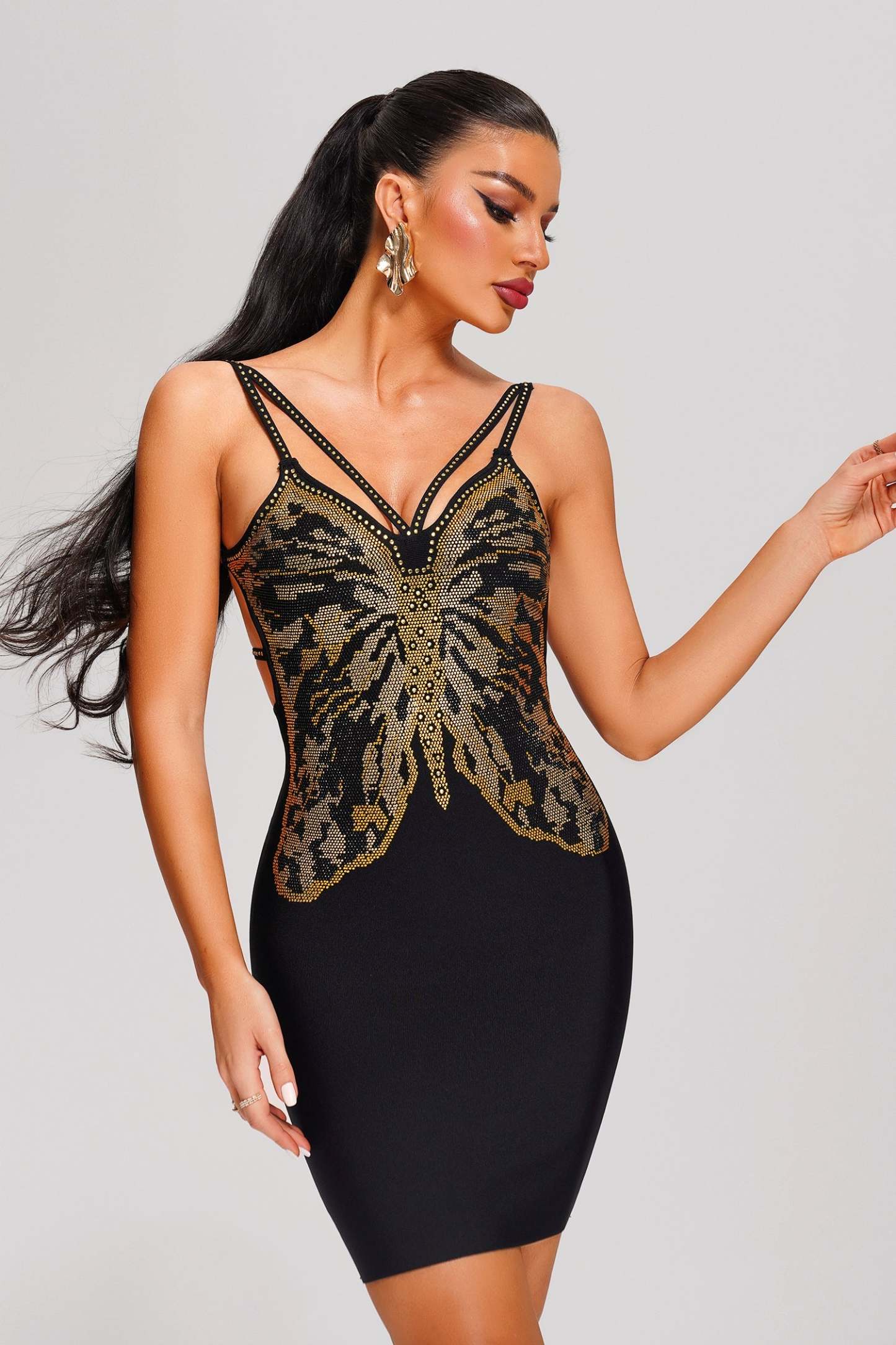 Yurio Butterfly Mini Bandage Dress - Black