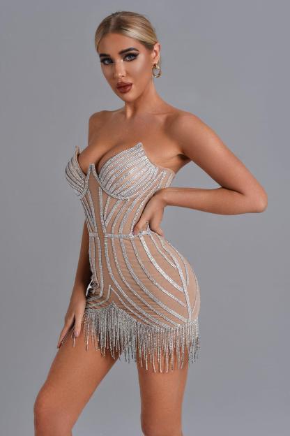 Lola Diamonate Tassel Mini Dress - Bellabarnett
