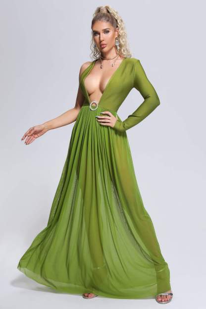 Mensa Deep-V Maxi Bandage Dress
