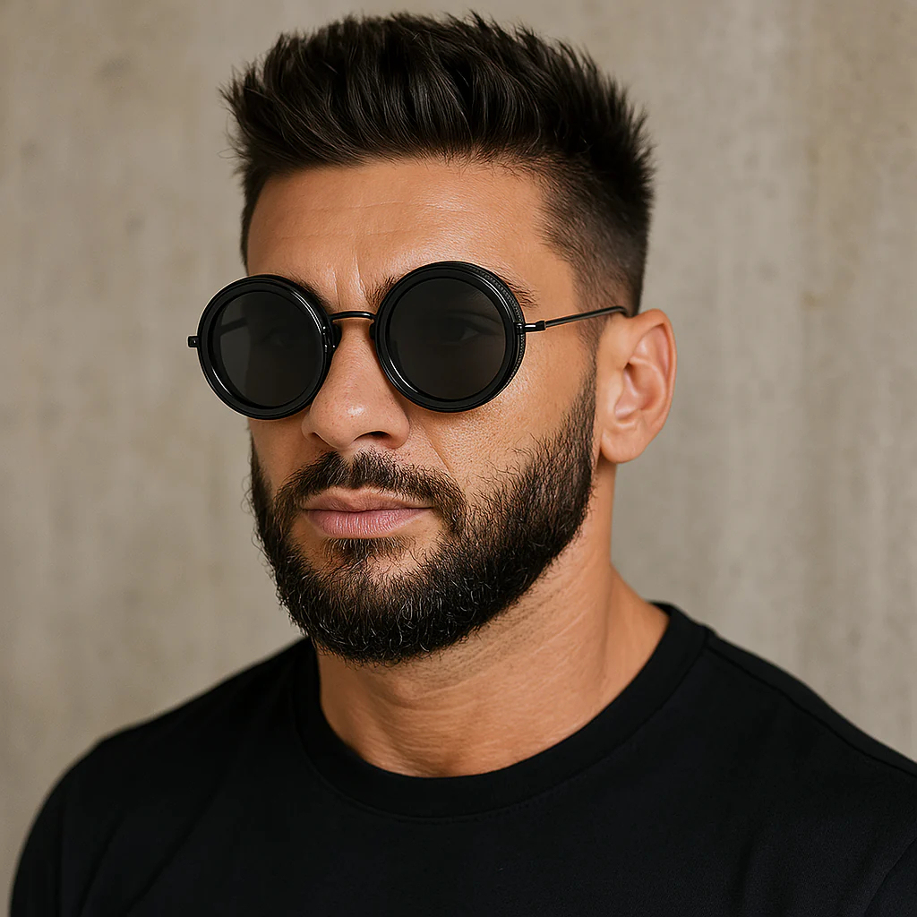 Handmade retro round frame ND9 level rotating adjustable brightness dimming sunglasses dual polarized anti glare sunglasses