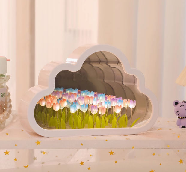 lClouds Tulip Night Light Handmade Mirror Flower Sea Atmosphere Light