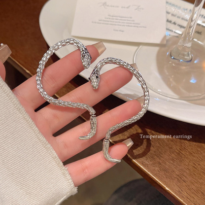 Snake-shaped stud earrings with a retro design, dark and niche earrings, and cold and stylish ear accessories