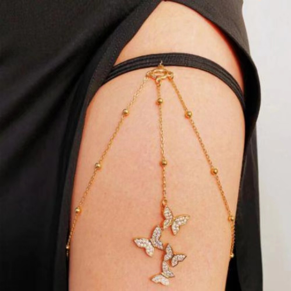 Creative stretch butterfly long leg chain for women, Bohemian trend, multi-layer chain body chain accessory✨✨