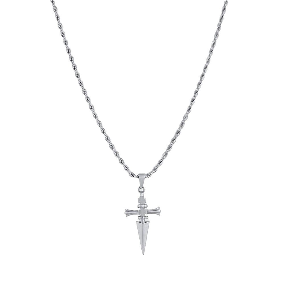 🎁🎁 Trendy cross dagger Personality Pendant Stainless steel twist chain necklace Holiday ornament gift.