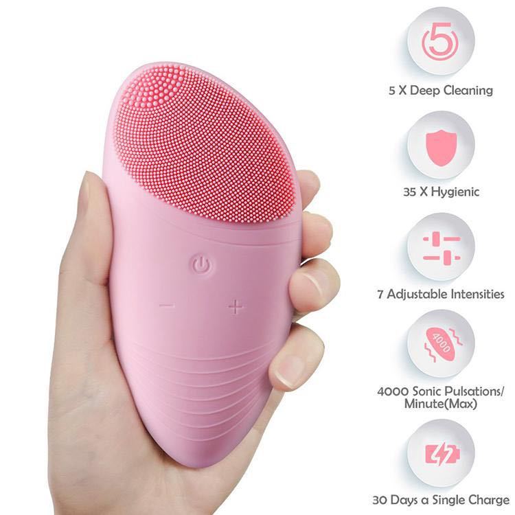 ELECTRIC SILICONE FACIAL CLEANSING BRUSH - RECHARGEABLE SKIN BRIGHTENING DEVICE WITH PORE CLEANSING & BEAUTY CARE