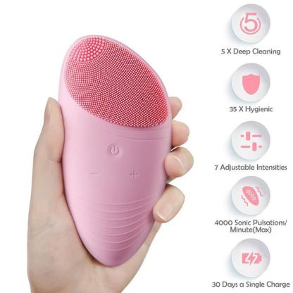ELECTRIC SILICONE FACIAL CLEANSING BRUSH - RECHARGEABLE SKIN BRIGHTENING DEVICE WITH PORE CLEANSING & BEAUTY CARE