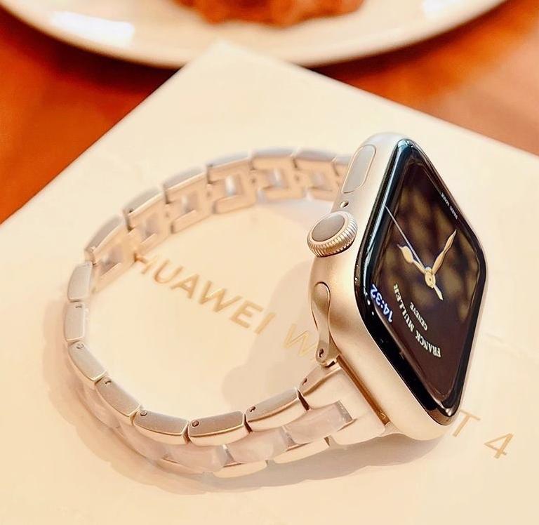 Suitable for applewatchS10, Apple Watch strap s9, metal and resin s8, slim and slender waist 7, high-end and elegant for women