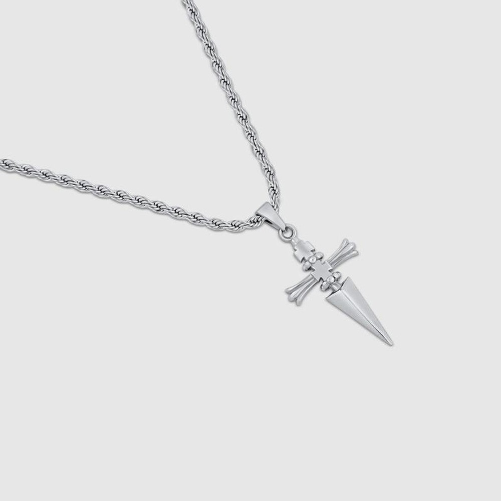 🎁🎁 Trendy cross dagger Personality Pendant Stainless steel twist chain necklace Holiday ornament gift.
