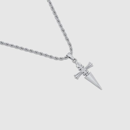 🎁🎁 Trendy cross dagger Personality Pendant Stainless steel twist chain necklace Holiday ornament gift.