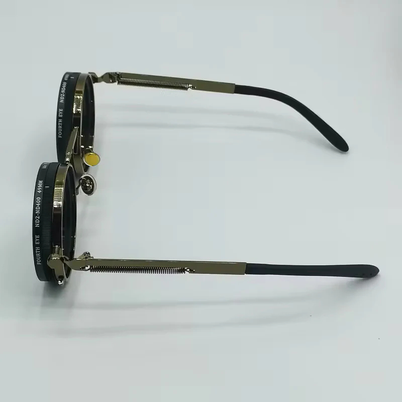 Handmade retro round frame ND9 level rotating adjustable brightness dimming sunglasses dual polarized anti glare sunglasses