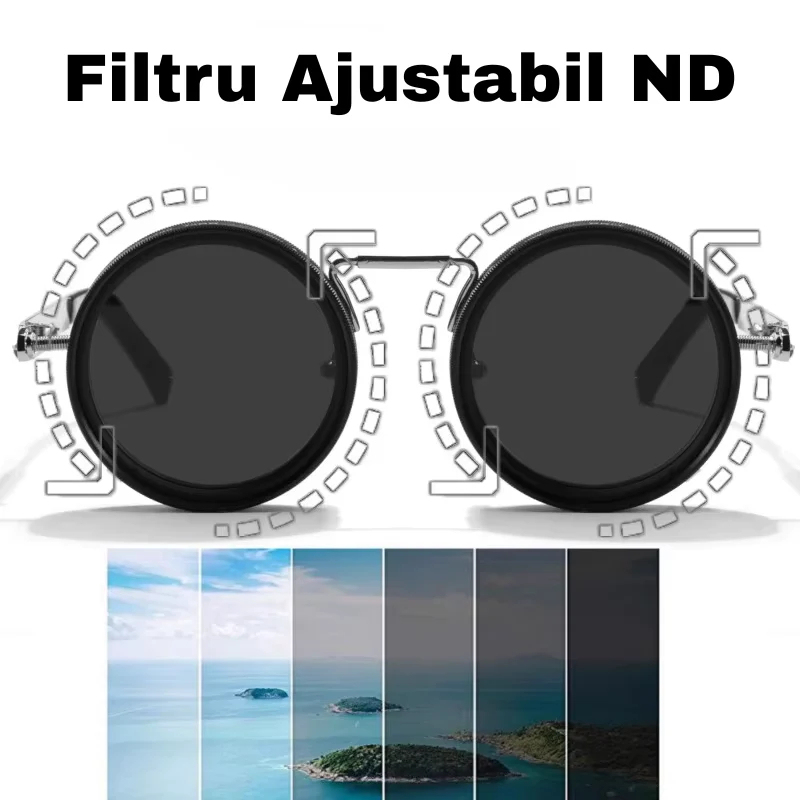 Handmade retro round frame ND9 level rotating adjustable brightness dimming sunglasses dual polarized anti glare sunglasses
