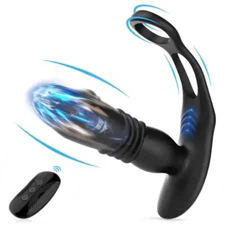 Animisttoy-3 -Thrusting & 12 -Vibrating Cock Rings Prostate Massager  