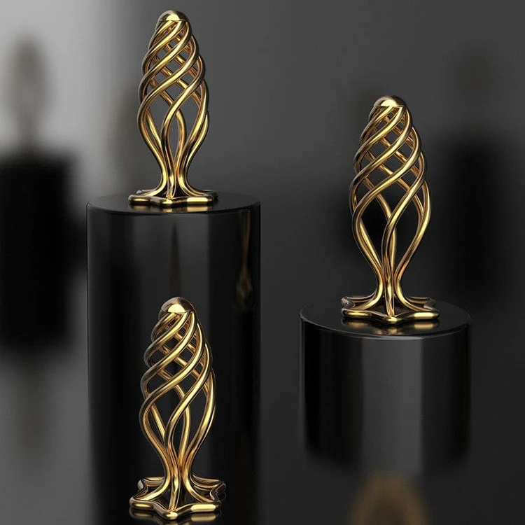 Animisttoy- Gold Steel Hollow Anal Plug For Male And Female Anal Expansion