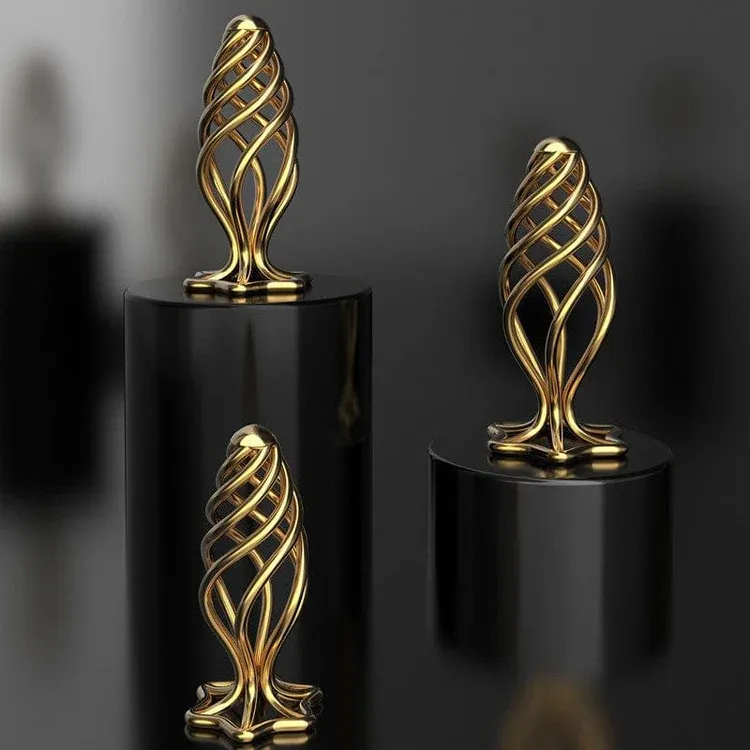 Animisttoy- Gold Steel Hollow Anal Plug For Male And Female Anal Expansion