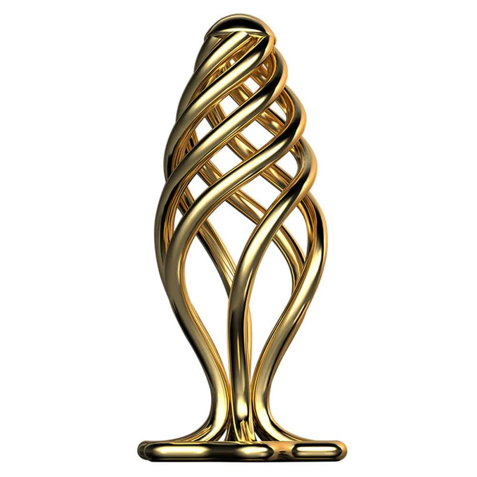 Animisttoy- Gold Steel Hollow Anal Plug For Male And Female Anal Expansion