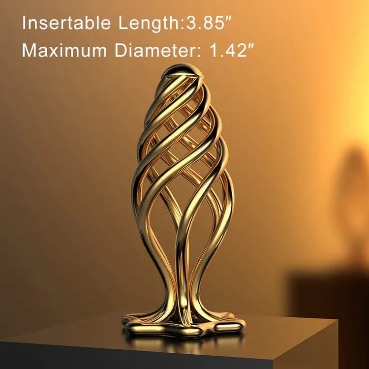 Animisttoy- Gold Steel Hollow Anal Plug For Male And Female Anal Expansion