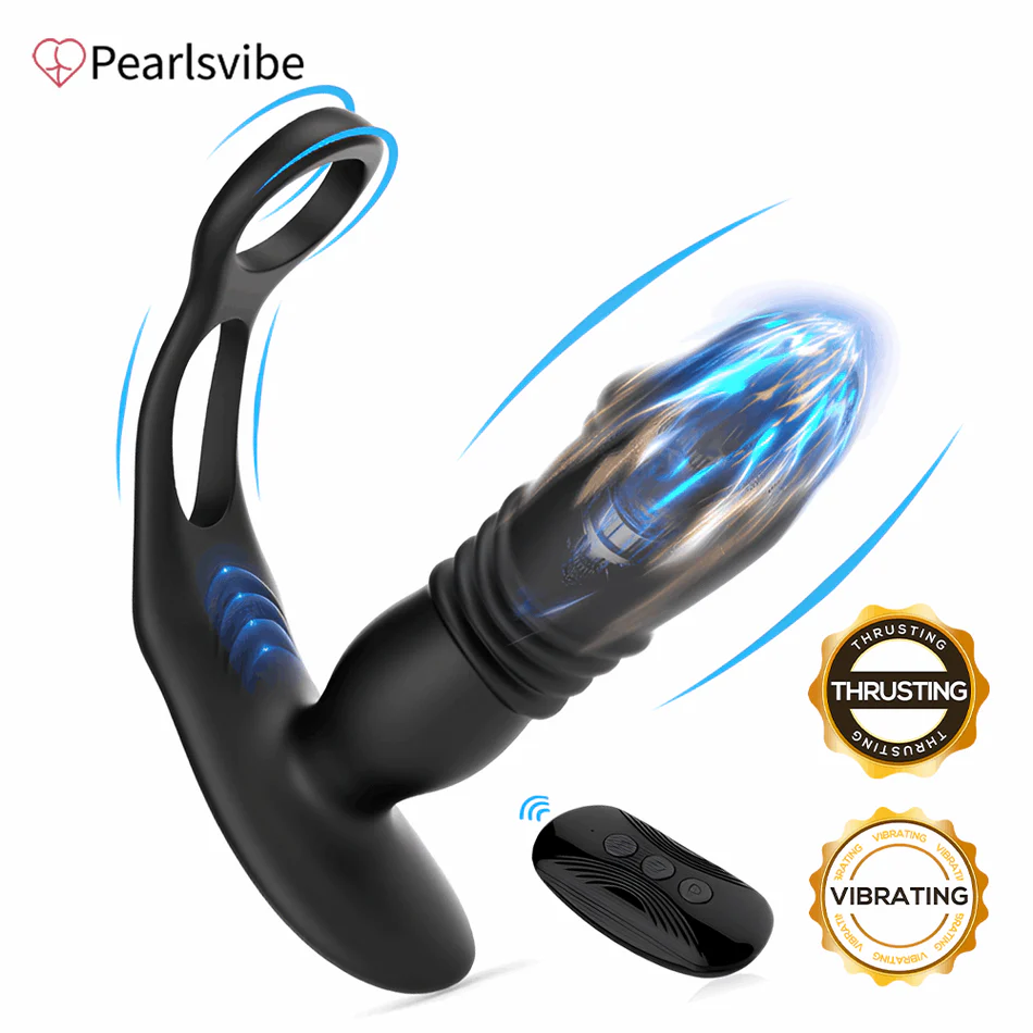 Animisttoy-3 -Thrusting & 12 -Vibrating Cock Rings Prostate Massager