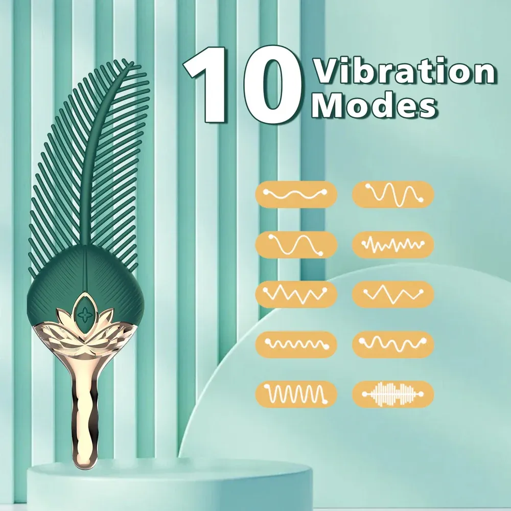 Animisttoy-Peacock Feather - Clitoral Stimulator Body Massager Couple Sex Toy With 10 Modes Vibration
